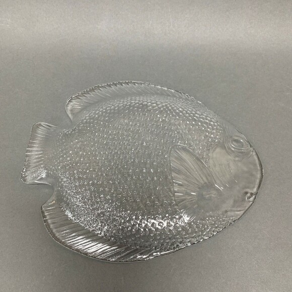 Arcoroc France Fish Clear Textured Glass Plate 10 1/8" - Picture 2 of 4